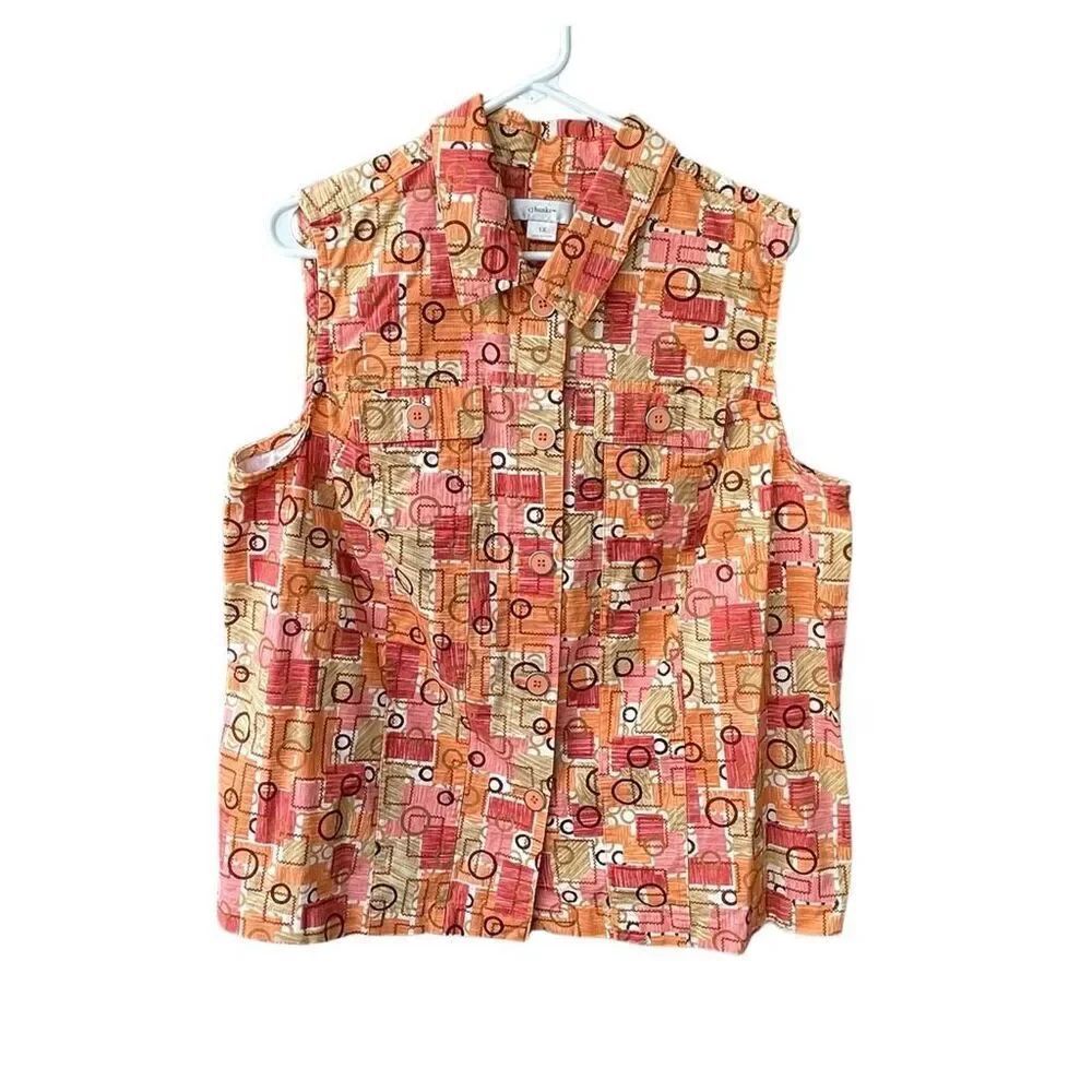 C.J.Banks size 1X geo print vest drawstring waist